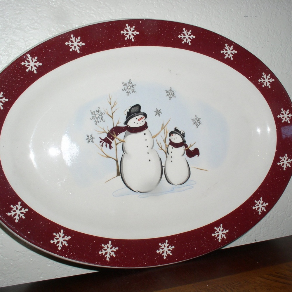 Royal Seasons Snowman Stoneware Serving Plate-14"